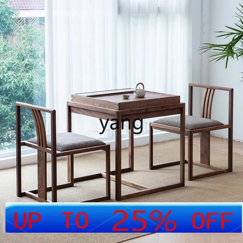 

LH new Chinese balcony small tea table solid wood home leisure zen square tea table