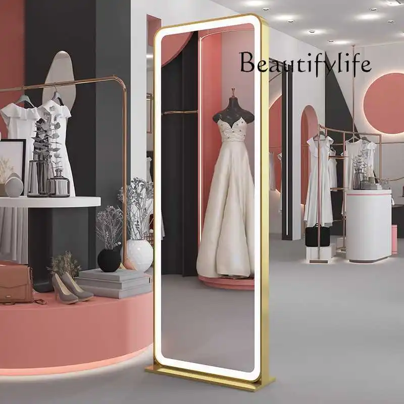 

Hair and beauty mirror Light luxury LED fitting mirror Home bedroom full body full-length mirror