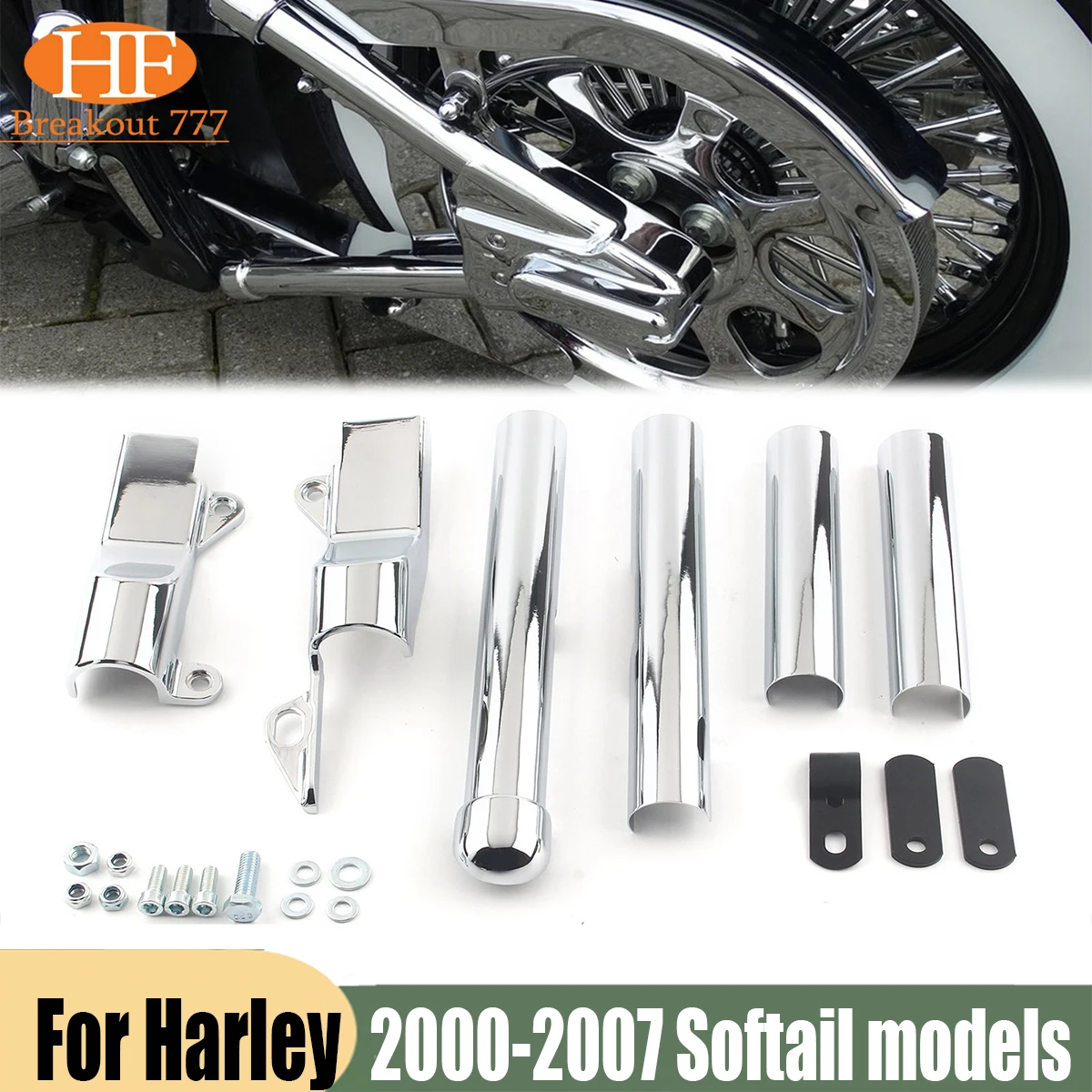 Chrome Motorcycle Rear Swingarm Tube Covers Motorcycle Modified Parts For Softail Models 2000-2007 2001 2002 2003 2004 2005 2006