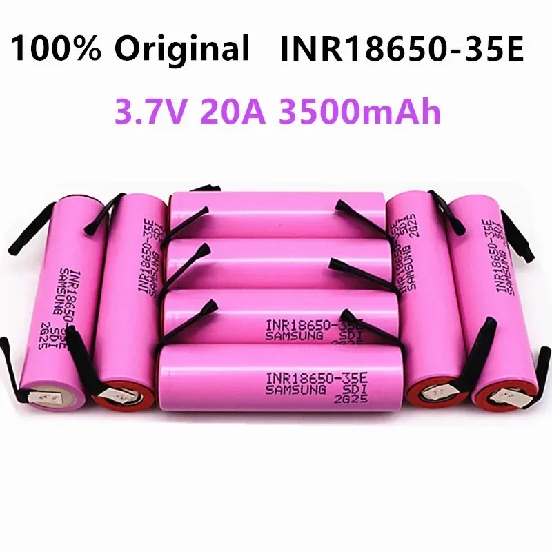 Original 3.7V 18650-35E Lithium-ion Rechargeable Battery 3500mAh Real Capacity +DIY Nickel Soldering Tab Portable Backup Battery