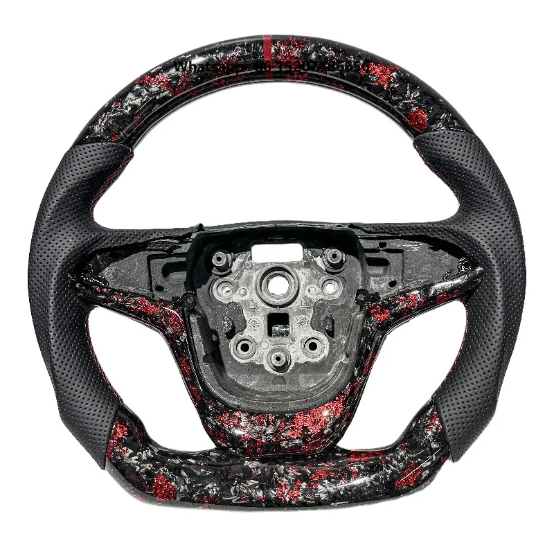 Factory Direct Sale Most Popular Red Forged Carbon Fiber Perforated Leather Sports Steering Wheel Suitable for VF/VE