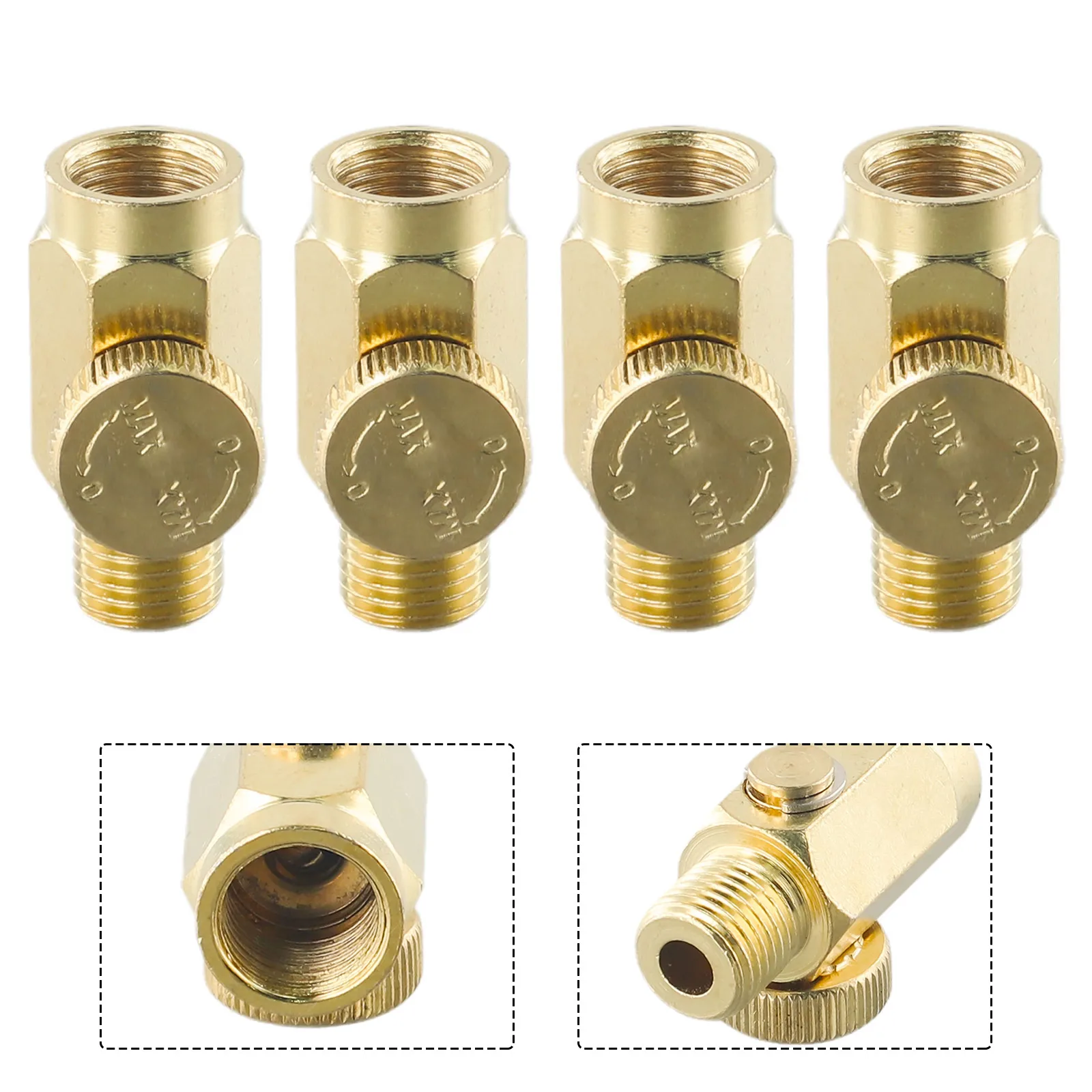 

4pcs Air Pressure Valve 1/4 NPT Inline Regulator Solid Brass Compressed Brand New 1-5/8" Air Pressure Valve Replacement Parts