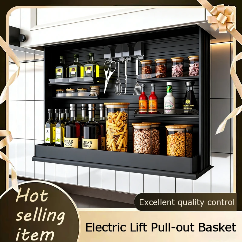 

Вертикальная выдвижная умная полка для специй с сенсорным и голосовым управлением через приложение, с нанопокрытием, для хранения в навесных шкафах