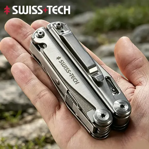SWISS TECH 18 in 1 Multitool Pliers Folding Multi-functional Combination Tool Pocket Knife Portable EDC Outdoor Equipment