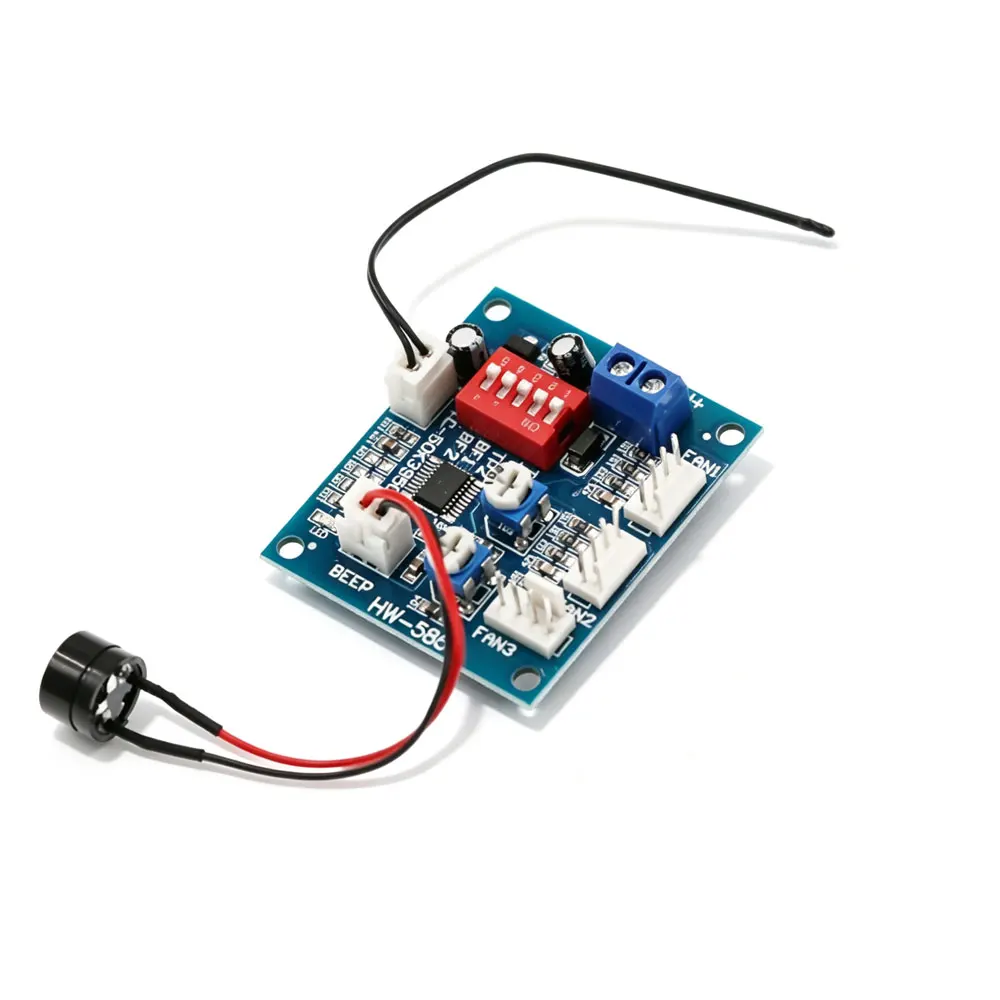 DC 12V 5A PWM PC Computer CPU Fan Temperature Control Speed Controller Board Speed Controller Temperature Probe Buzzle
