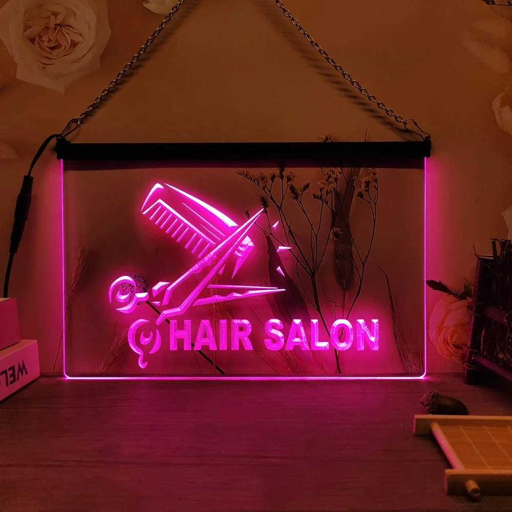 Hair Salon Cut Scissor Display LED Neon Sign-3D Carving Wall Art for Room,Salon Studio,Bedroom,Office,Farmhouse Decor neon sign