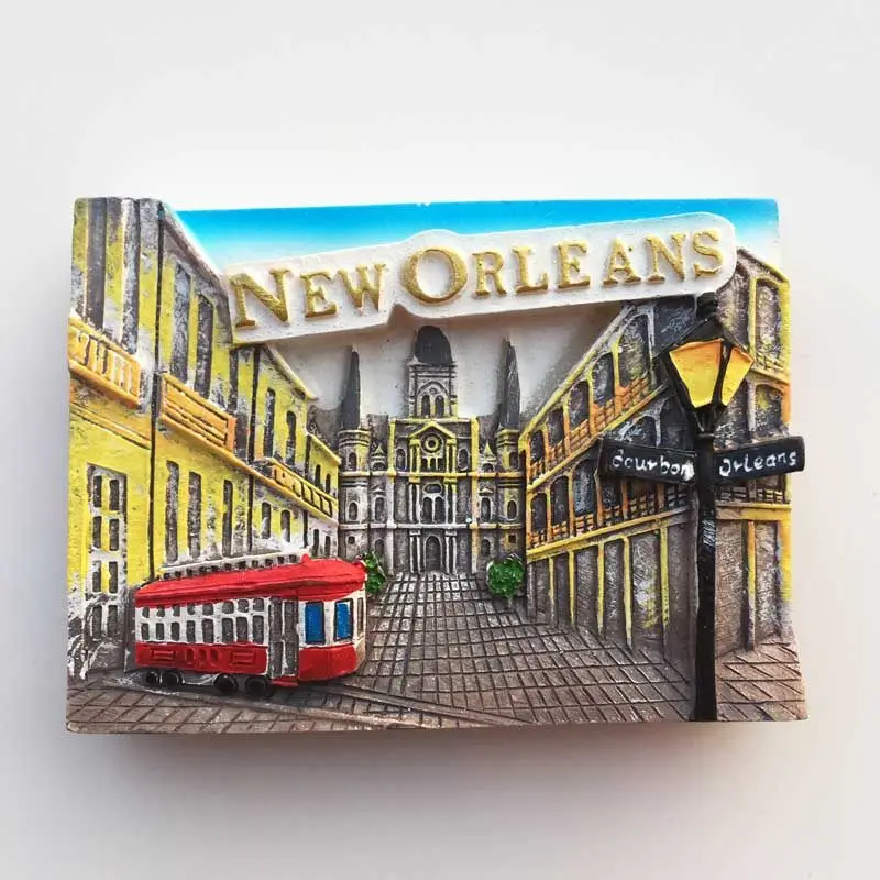 New Orleans, Louisiana, USA street view tourism commemorative painted decoration crafts magnetic refrigerator magnet