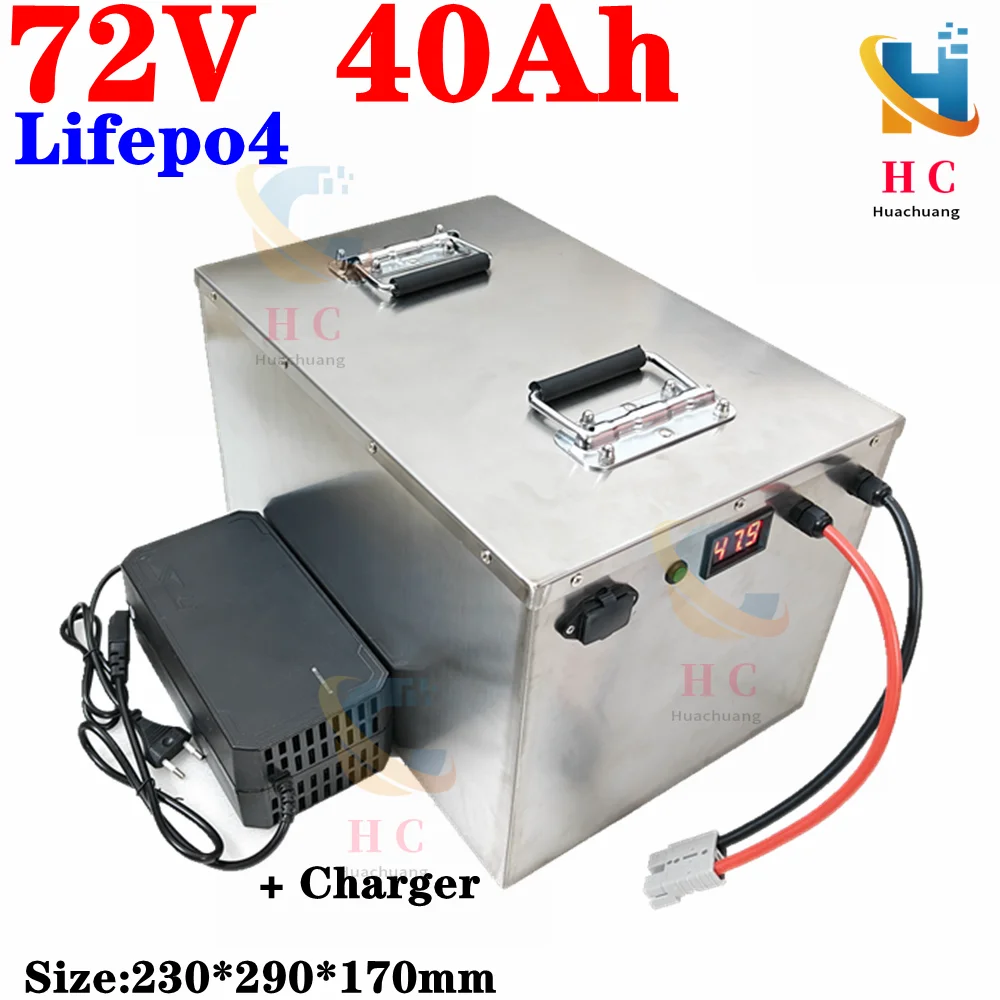 

waterproof lithium 72v 40ah lifepo4 battery BMS 24S for 5000w 3500w bicycle bike scooter Forklift vehicle +5A charger