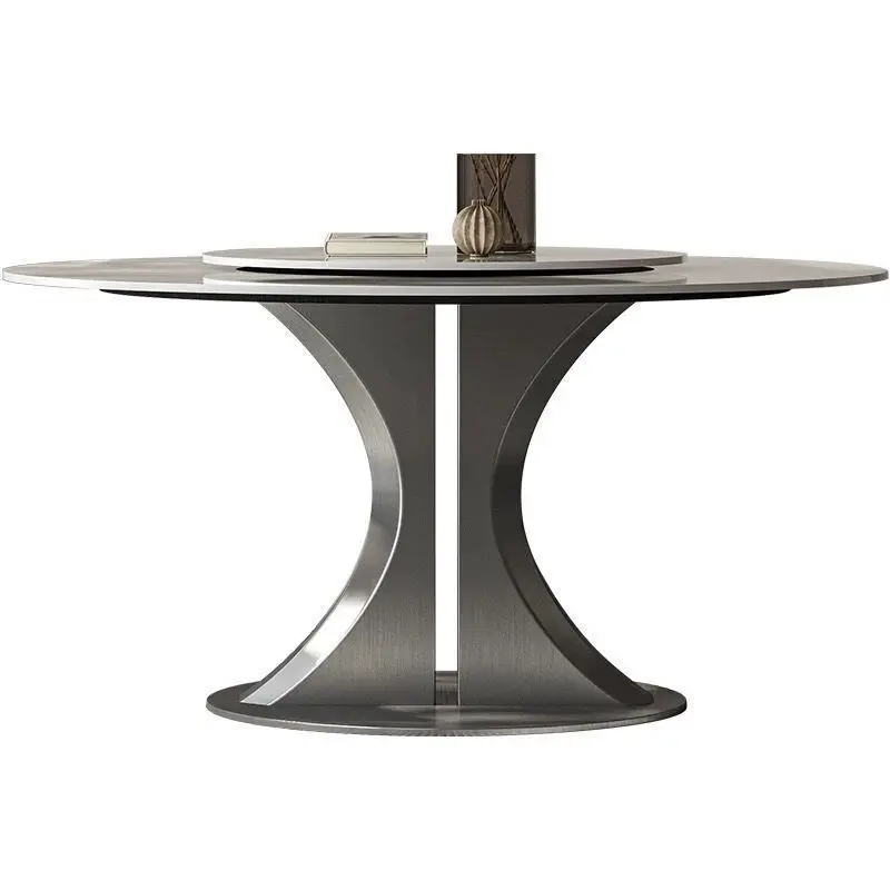 

Light luxury rock slab, round, dining table, Italian style, light luxury, modern simple style, household, small apartment