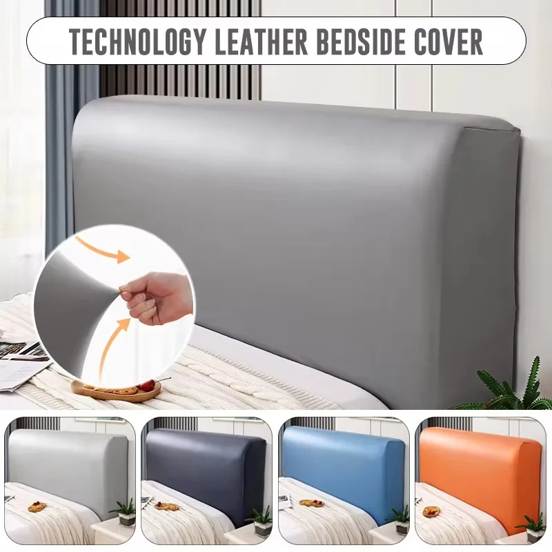 

Waterproof Artificial PU Leather Headboard Cover Hotel Home Elastic All-inclusive Bed Head Back Bedside Protection Dust Cover