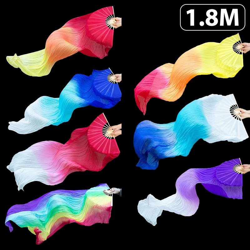 C Dancing Fan Extended Floating Head Gradient Color Dance Fans Portable Belly Dance Fan Dance Performance Wedding Long Fans