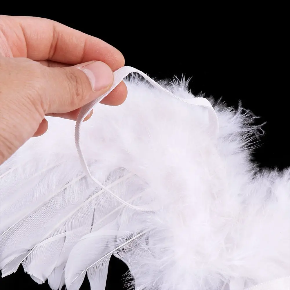 Newborn Photography Props White Angel Wings Baby Photos Props Feather Wing Set Girl Headband Hair Accessories Kids Birthday Gift