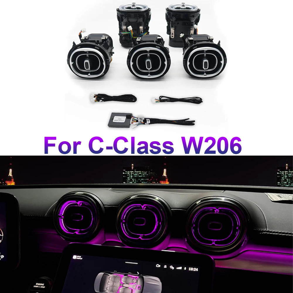 64-Color For Benz C-class W206 X254 Atmosphere Lamp LED Car Decorative Air Vent Nozzle Ambient Light Mediant Lamp Strips