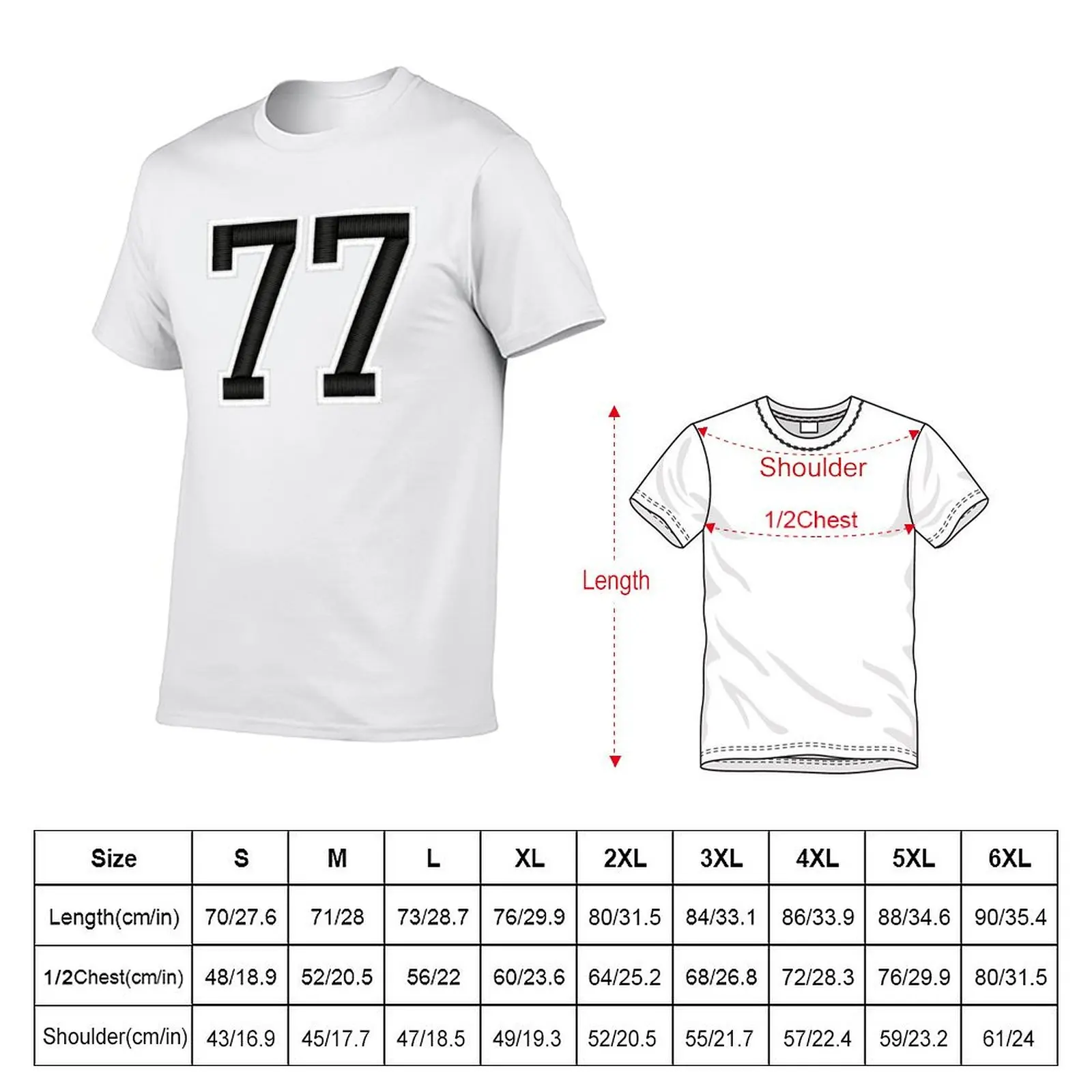 77 Black Jersey Sports Number seventy-seven Football 77 T-Shirt t shirts for man cotton funny t shirts cotton T-Shirt