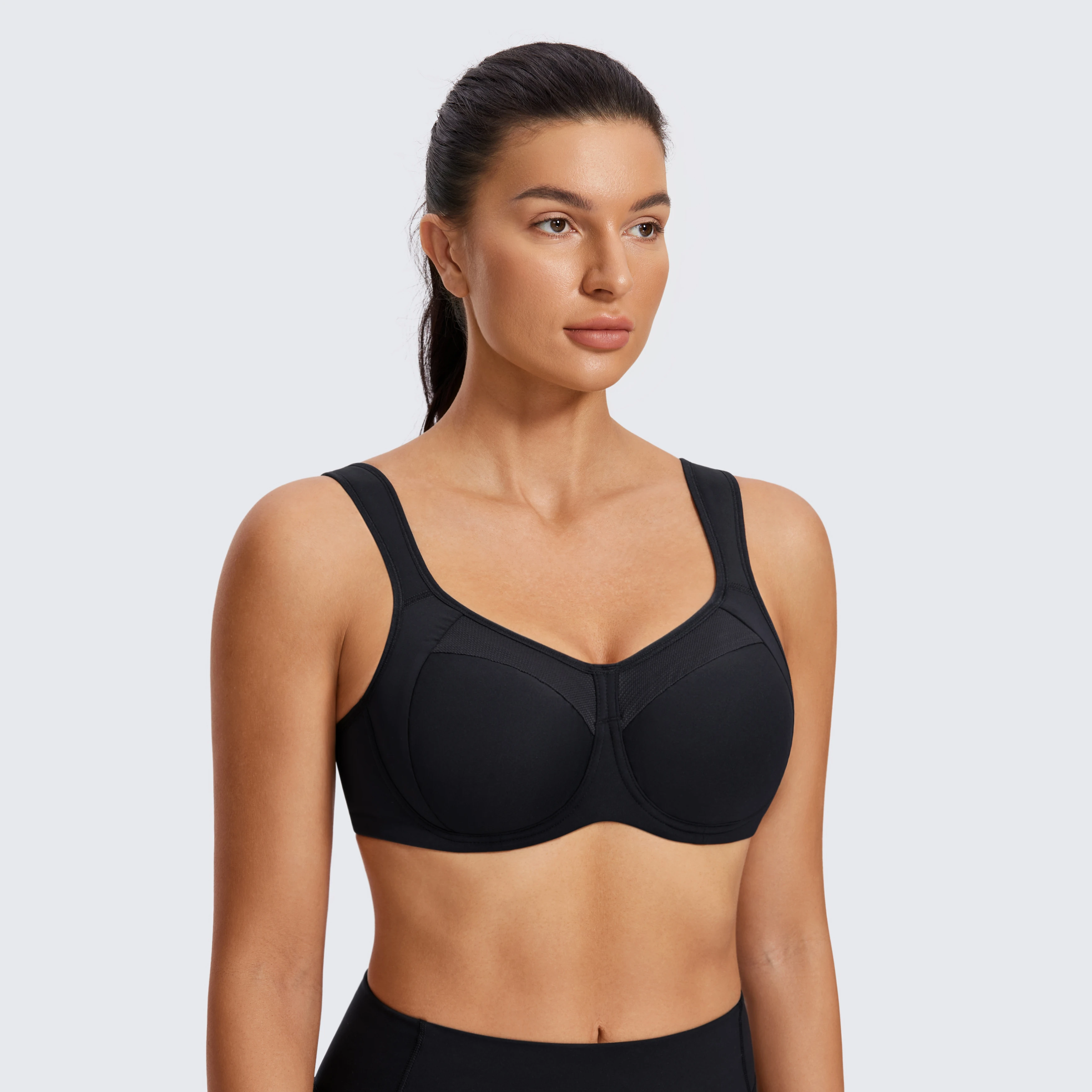 Syrokan Sport Bras Voor Vrouwen Hoge Impact Ondersteuning Beugel Volledige Dekking Licht Gewatteerde Running Gym Workout Beha Schokbestendig