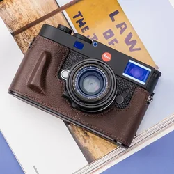 Genuine Real Leather Vintage Camera Bag Protect Case Cover Half Base Grip for Leica M11 M11P Camera Backpack