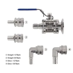 Brewer Built Full Port Ball Valve 1.5 Inch Tri Clamp x Male Quick Disconnect Stainless Steel 304 Homebrew Brew Kettle Spigot