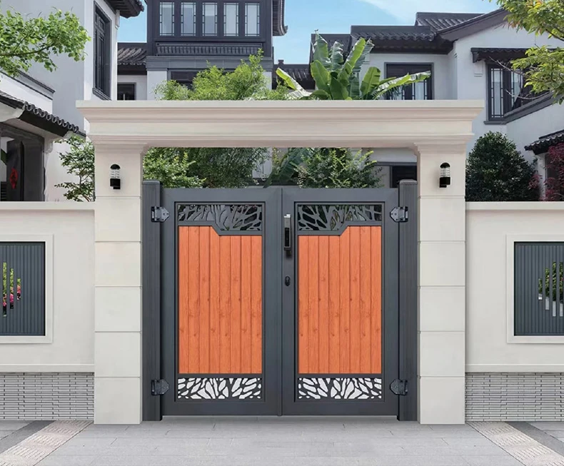 

New Style Prefaburicated DIy Solid Color Wood Grain Aluminum Slat Gate for Courtyard Garden Gate