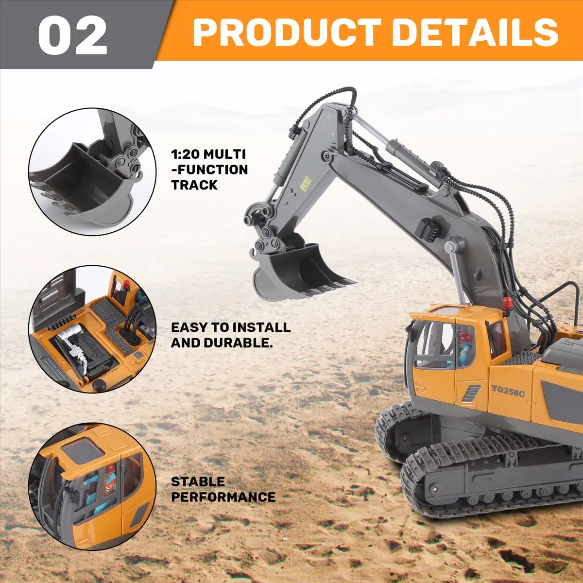 2.4G Wireless RC Excavator Remote Control RC Truck Crawler Truck Electric Engineering Vehicle -ABWO