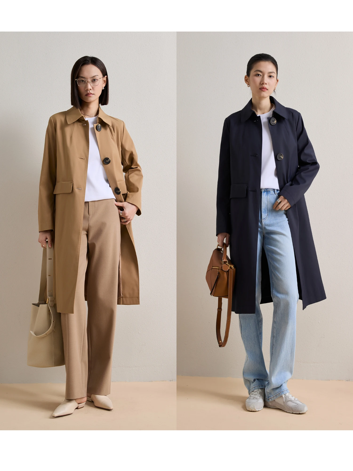 

ChangDX Briti Sle Long Coat Ele: Женское повседневное модное пальто с отложным воротником на одной пуговице из ткани таффета, весна