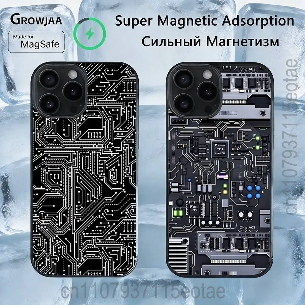 

Imitation Circuit Board Pattern Case For iPhone 17,16,15,14,13,12,11,Pro,Max,Plus,Mini,SE4,E Magnetic Magsafe Wireless Charging
