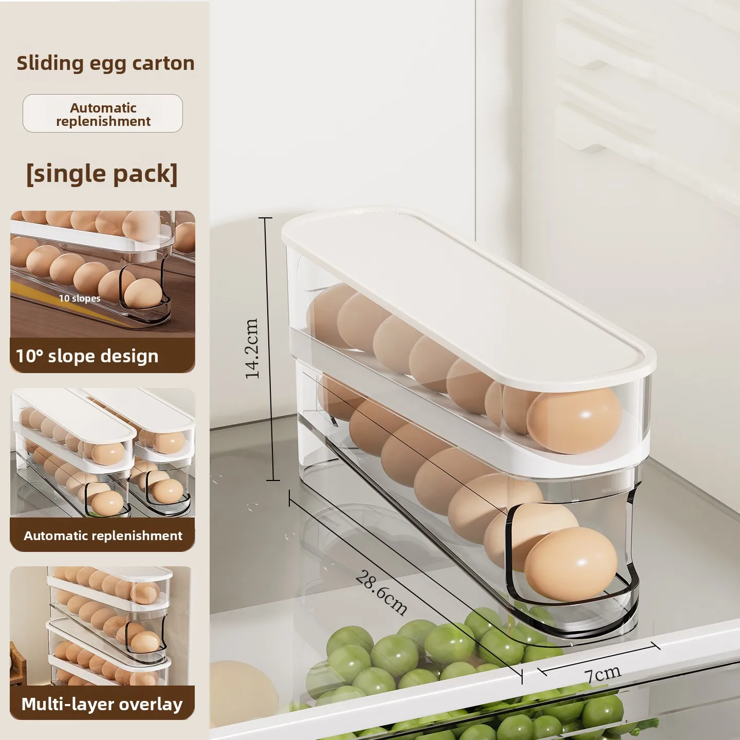 Bilayer Fridge Egg Storage Box Automatic Rolling Eggs Holder Rack Ladder Style Refrigerator Eggs Dispenser Egg Organizer Holder