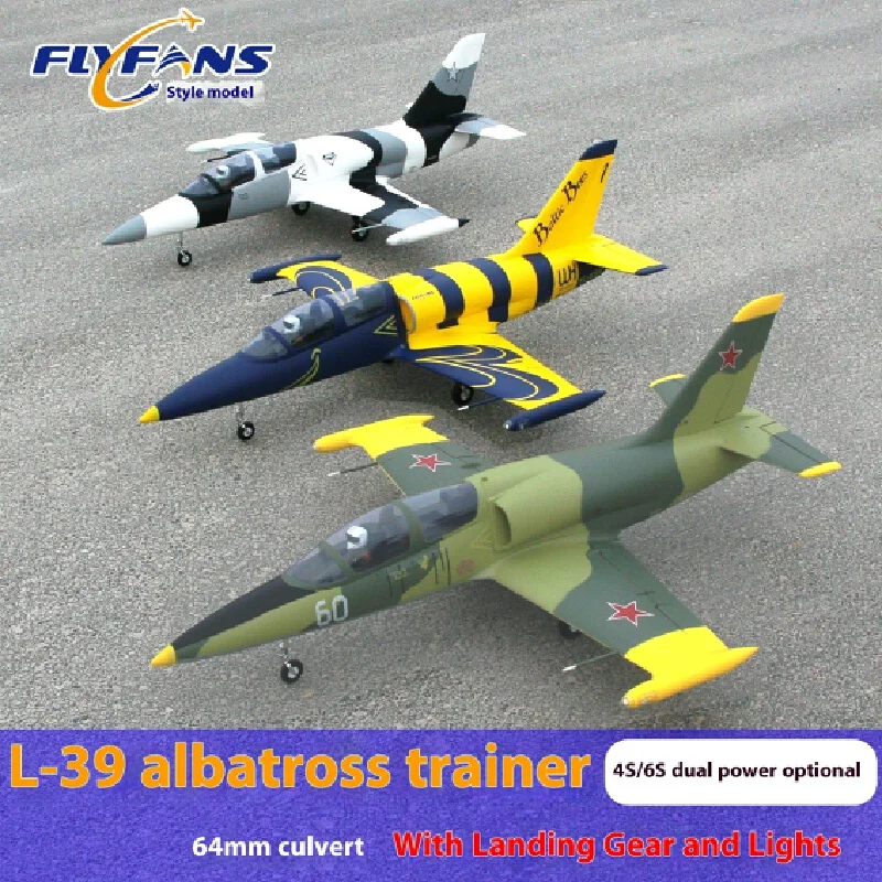 Flyfans Rc avion 64mm canalisé L-39 avec train d'atterrissage rétractable et feux de vol modèle d'aile fixe avion télécommandé