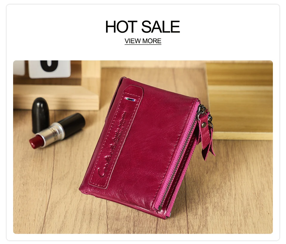 CONTACT'S Damen Echtleder-Geldbörsen Frauen Bifold Luxus Retro Hochwertige Fotofächer Kartenhalter Reise Dating Geschenk Münzbörse – Detail 4