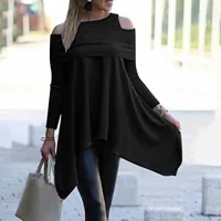 Dressy Tunics For Women Off Shoulder Womens Long Sleeve Blouses Formal Solid Tunic Tops To Wear With Women'S Shirt рубашка