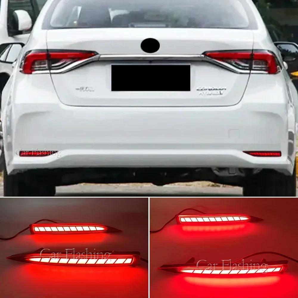 

New！ 2PCS For Toyota Corolla Altis 2019 2020 2021 2022 LED Rear Fog Lamp Bumper Light Brake Light Dynamic Turn Signal Reflector