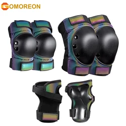 GOMOREON-rodilleras para adultos, niños y jóvenes, coderas, protectores de muñeca, equipo de protección deportiva para monopatín, patinaje, Scooter, ciclismo