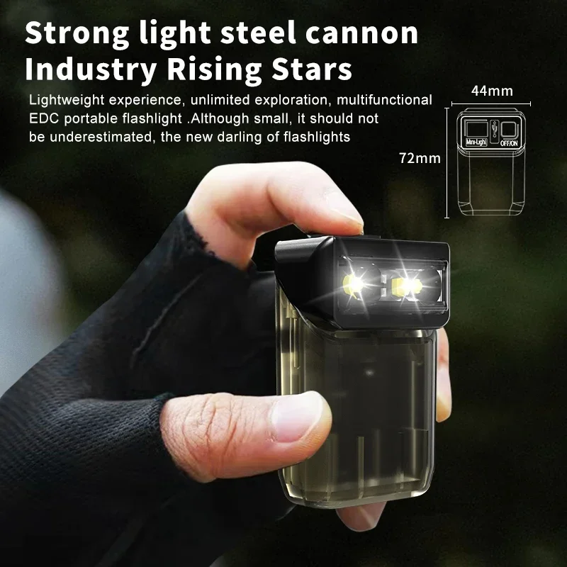 Powerful EDC LED Flashlight 180° Rotation Type-C Rechargeable Keychain Lantern for Work Camping Fishing Torch Emergency Lamp