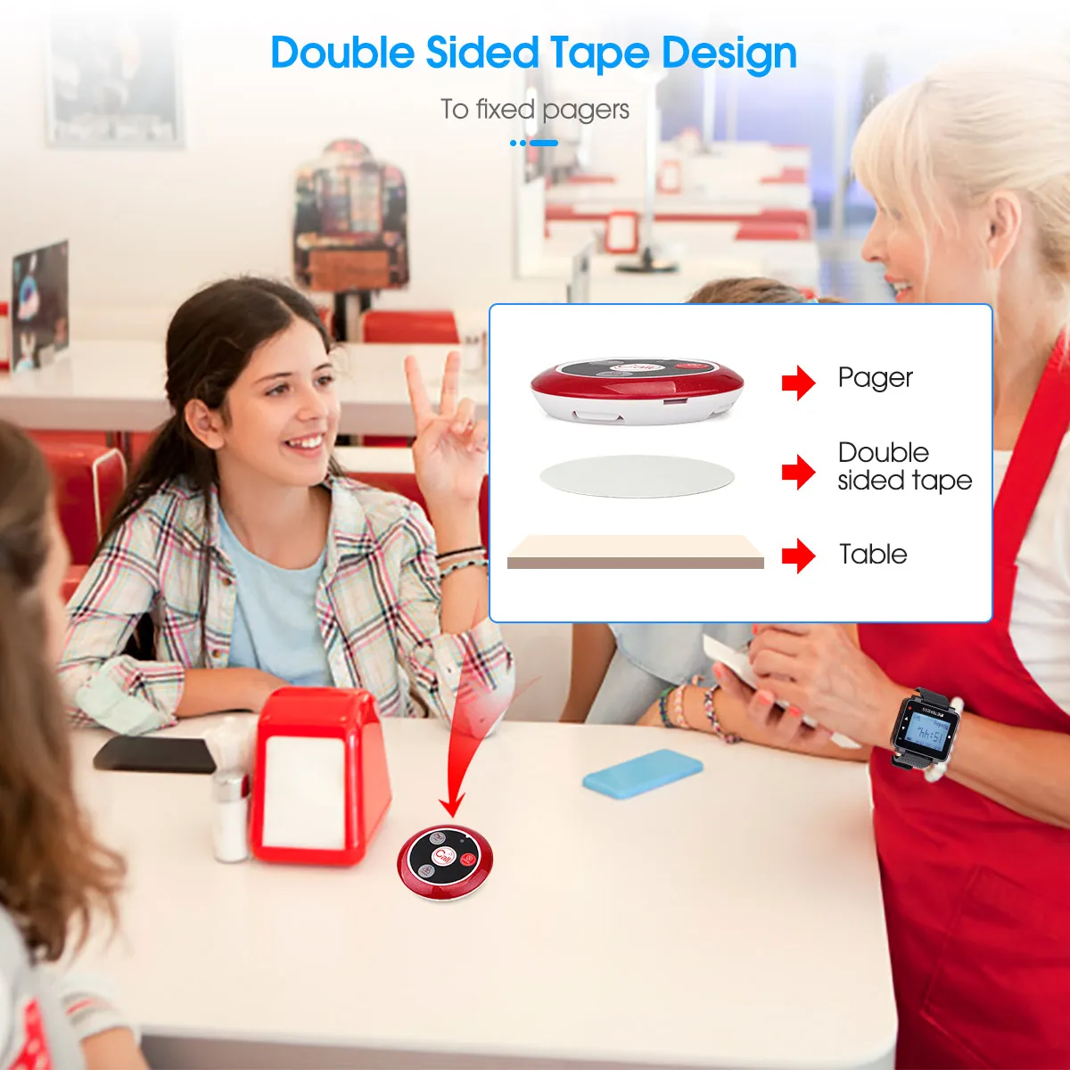 Retekess T128 Restaurant Pager Drahtlose Kellnerrufsystem 2 Uhr Empfänger + 10 stücke T117 Ruftaste Für Cafe Klinik – Detail 11