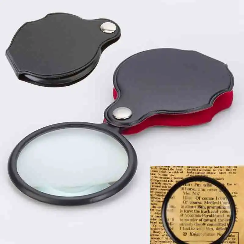 1pcs Mini Magnifier 8x Foldable Pocket Magnifier Portable 50mm Jewelry Reading Magnifying Glass Loupe Outdoor Survival Kit