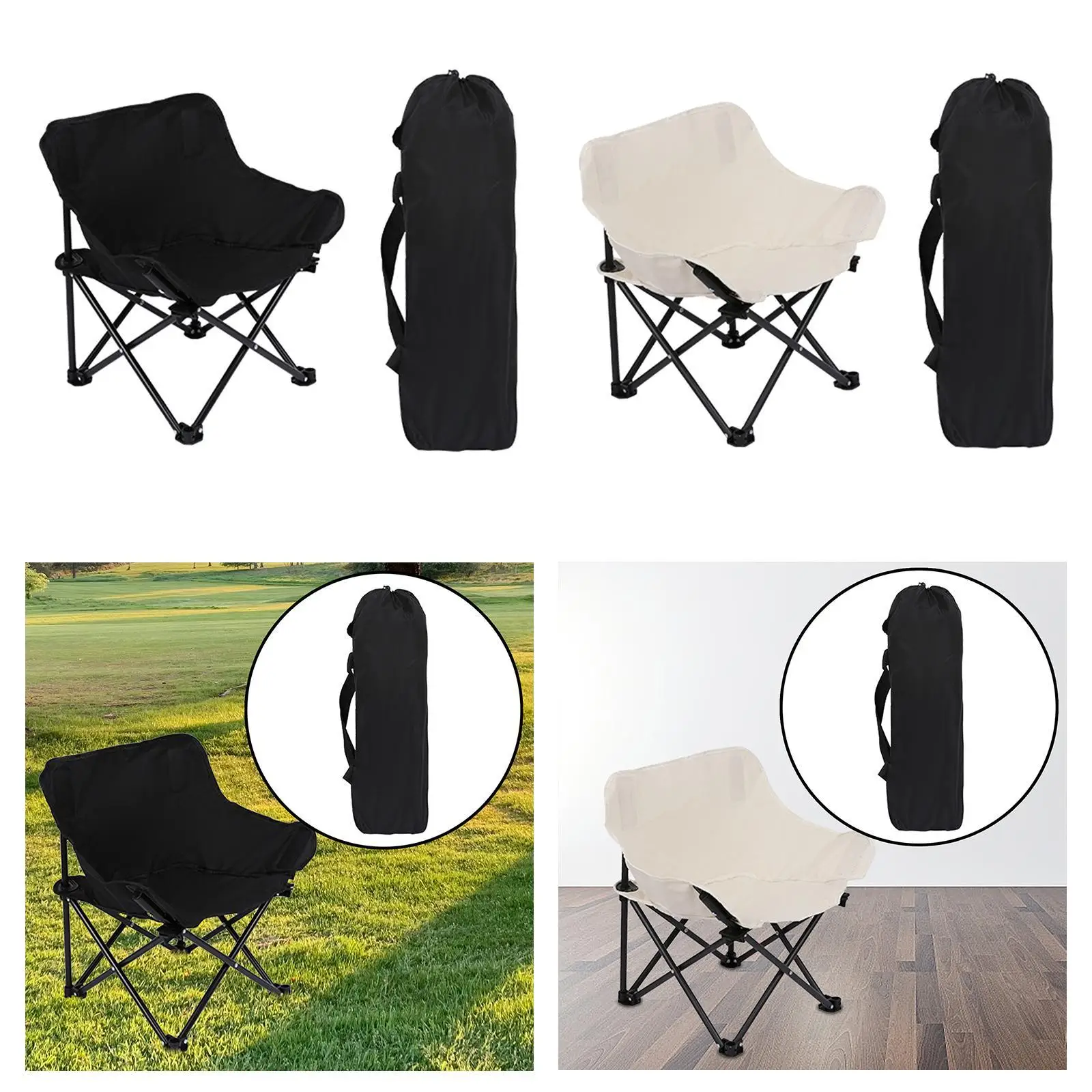 Składane krzesło kempingowe, składane krzesło Heavy Duty z kieszenią Outdoor Moon Chair Krzesło plażowe, do parku, grillowania, wydarzeń sportowych,