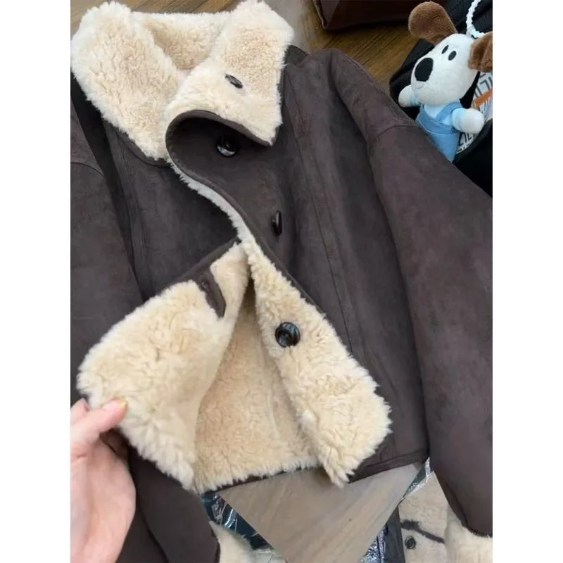 

YYAHAS двухсторонняя цельная толстая короткая куртка из овечьей шерсти для женщин, новый осенне-зимний уникальный топ