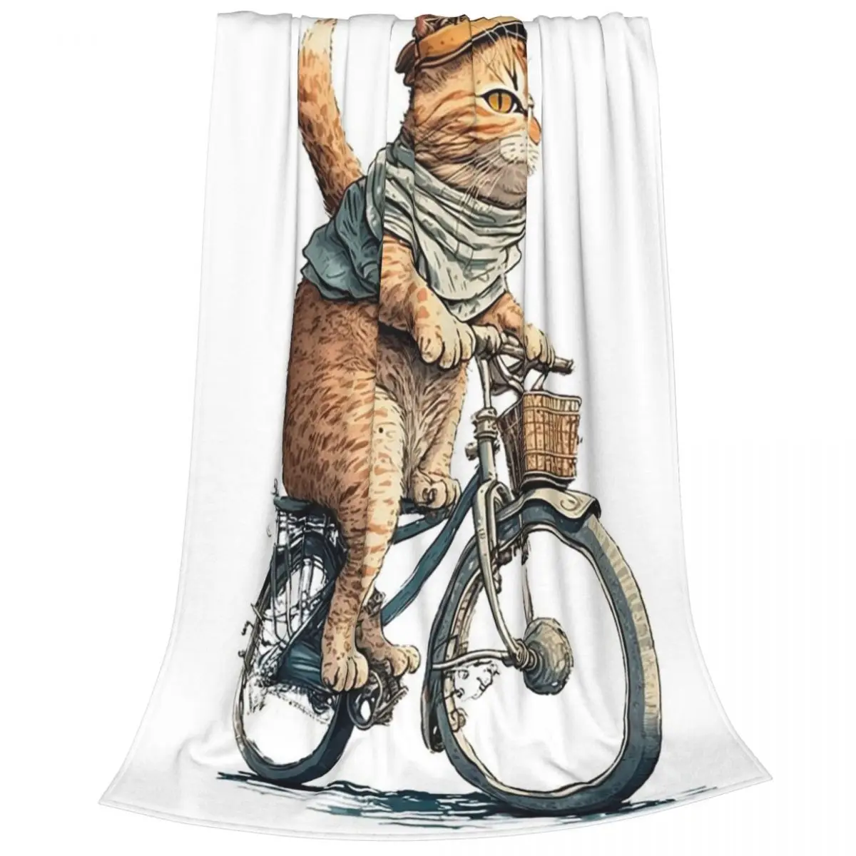 Bicycle Cat On Two Wheels Blanket Flannel Super Soft Sofa Throw Blankets For Home Bedroom Outdoor Throws Bedspread Quilt