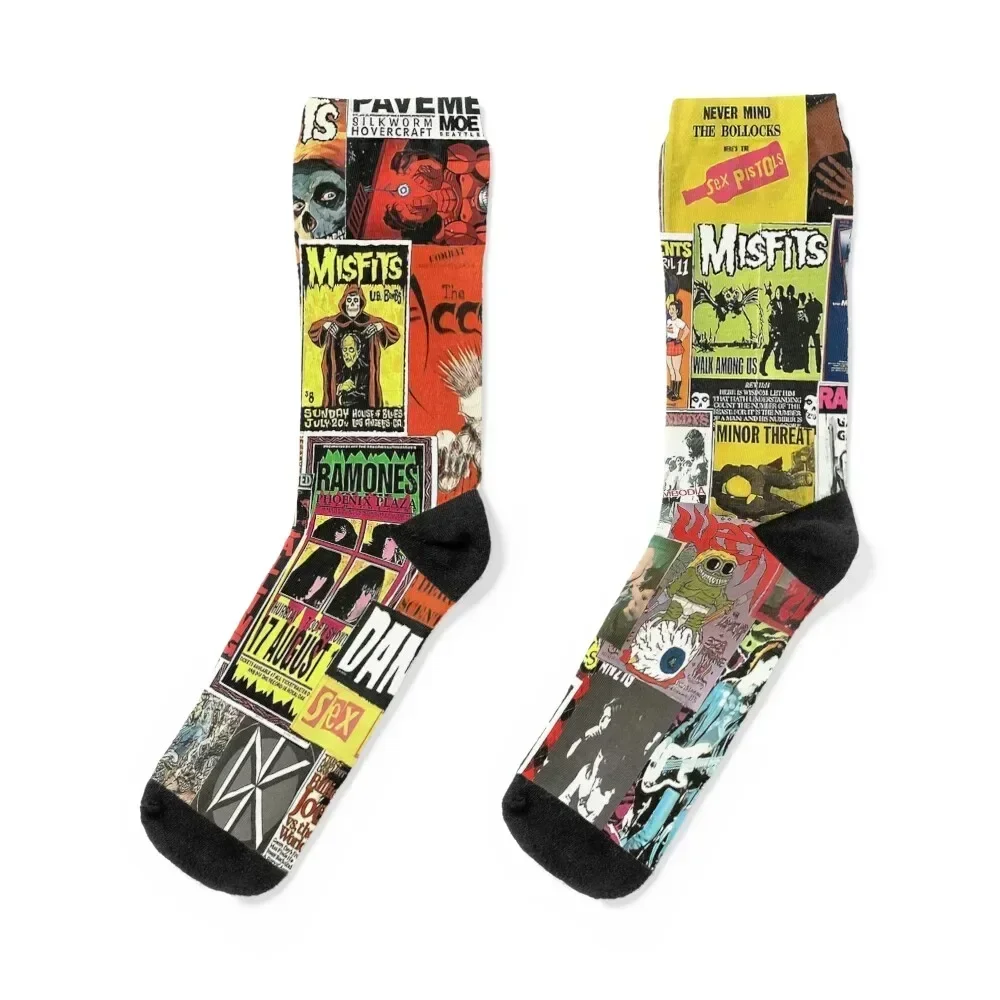 

Punk Rock Collage Socks Rugby Stockings compression Christmas Luxury Woman Socks Men's