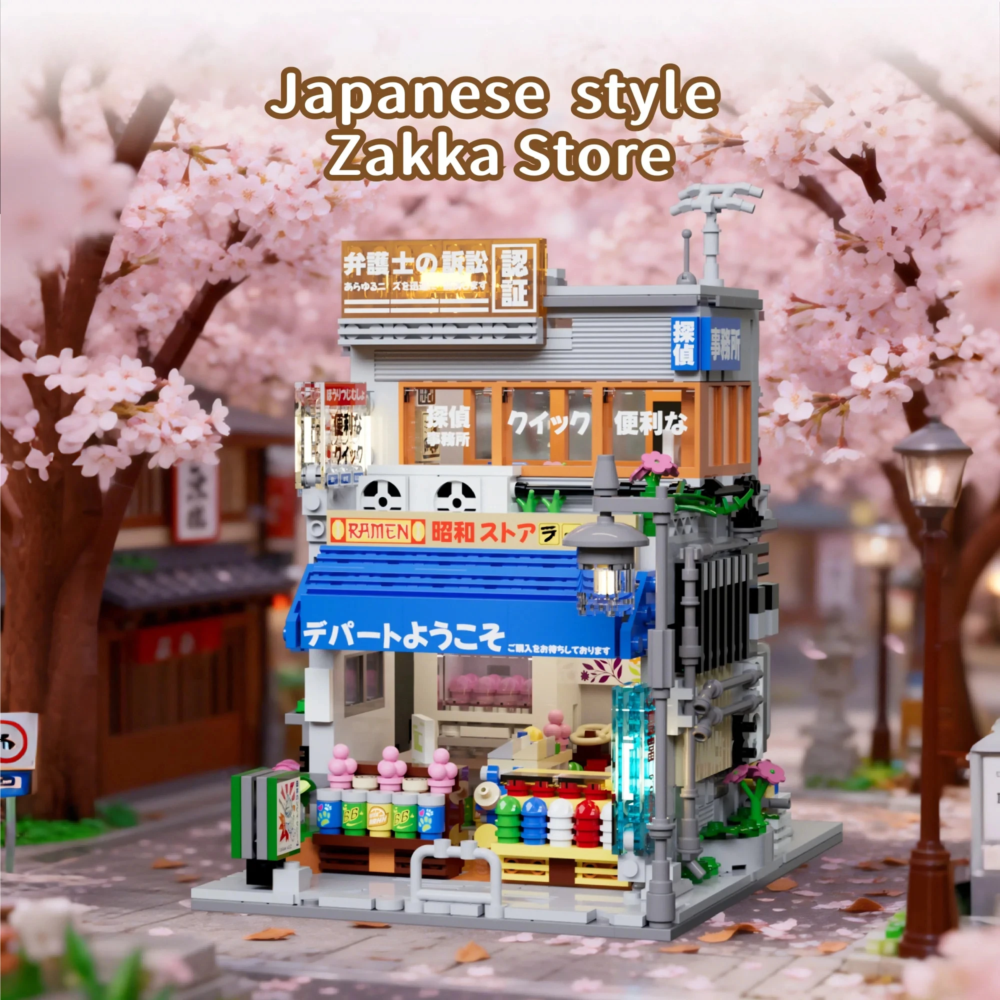 

Japanese Street View Building Blocks Florist House Cherry Blossom Villa Architecture Model Bricks Kids DIY Toys Holiday Gifts