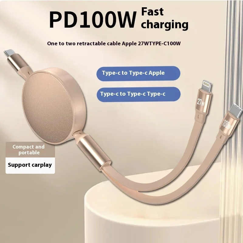 Scalable cable 100W 2 In 1 Type C to USB C Cable PD For iPhone 15 Pro Max MacBook xiaomi redmi note 12 poco oppo huawei ipad