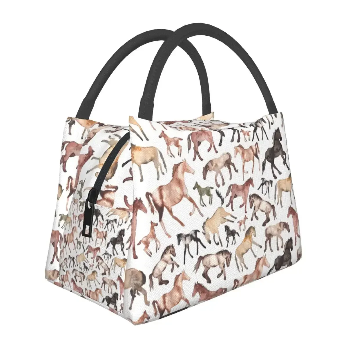 

Horses Lunch Bags Insulated Bento Box Resuable Lunch Tote Picnic Bags Cooler Thermal Bag for Woman Student Travel