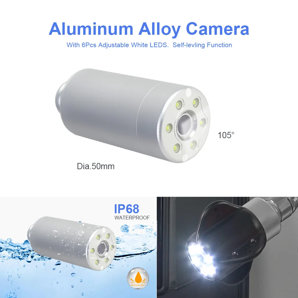 Sistem Kamera CCTV Inspeksi Pipa Wopson Borehole Industrial Dua Arah Artikulasi Layar 5 inci, Kamera Inspeksi Saluran Pembuangan