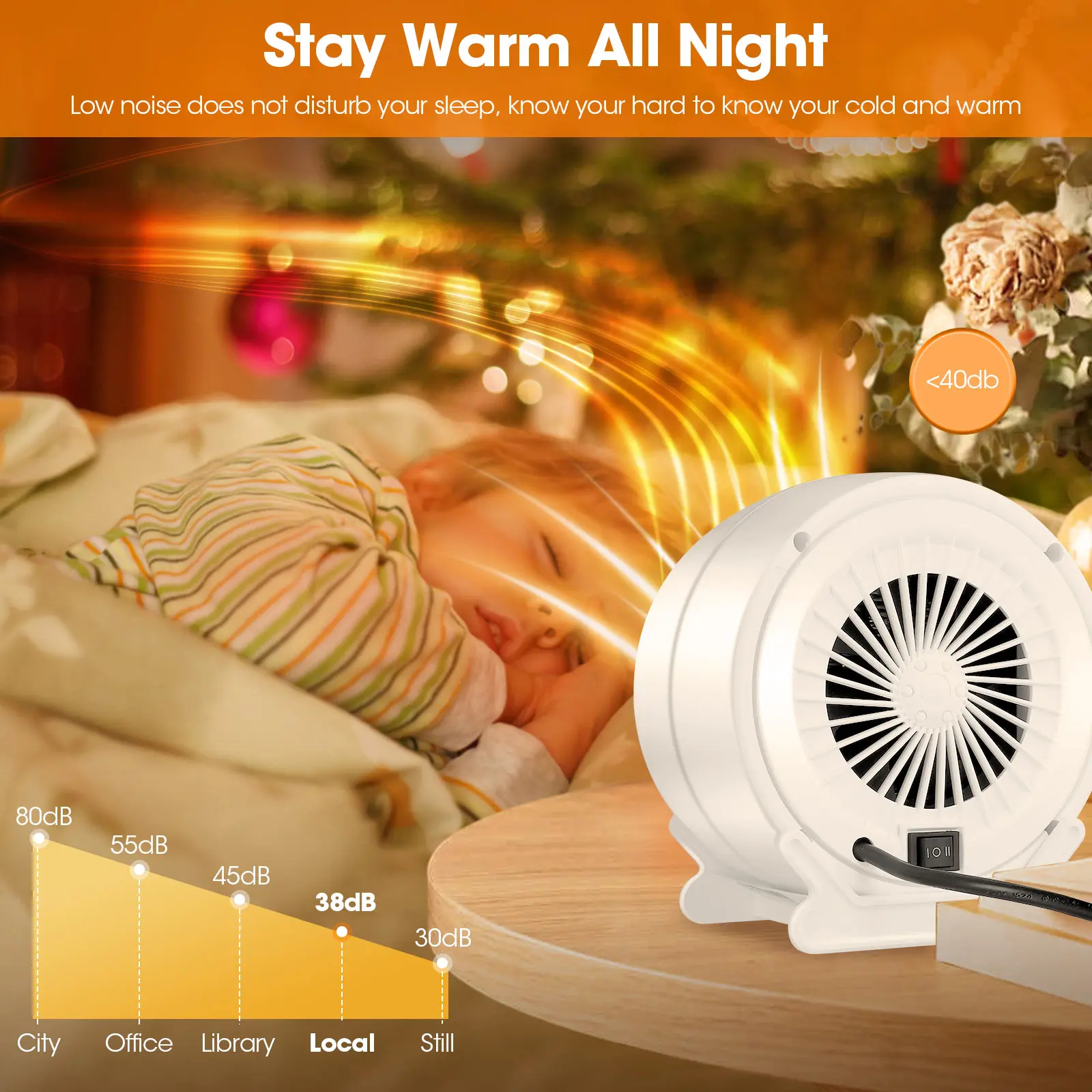 Fan heater, Electric fan heater, PTC 1200W Silent auxiliary heater, 2 heat settings, energy saving,Silent Overheating protection