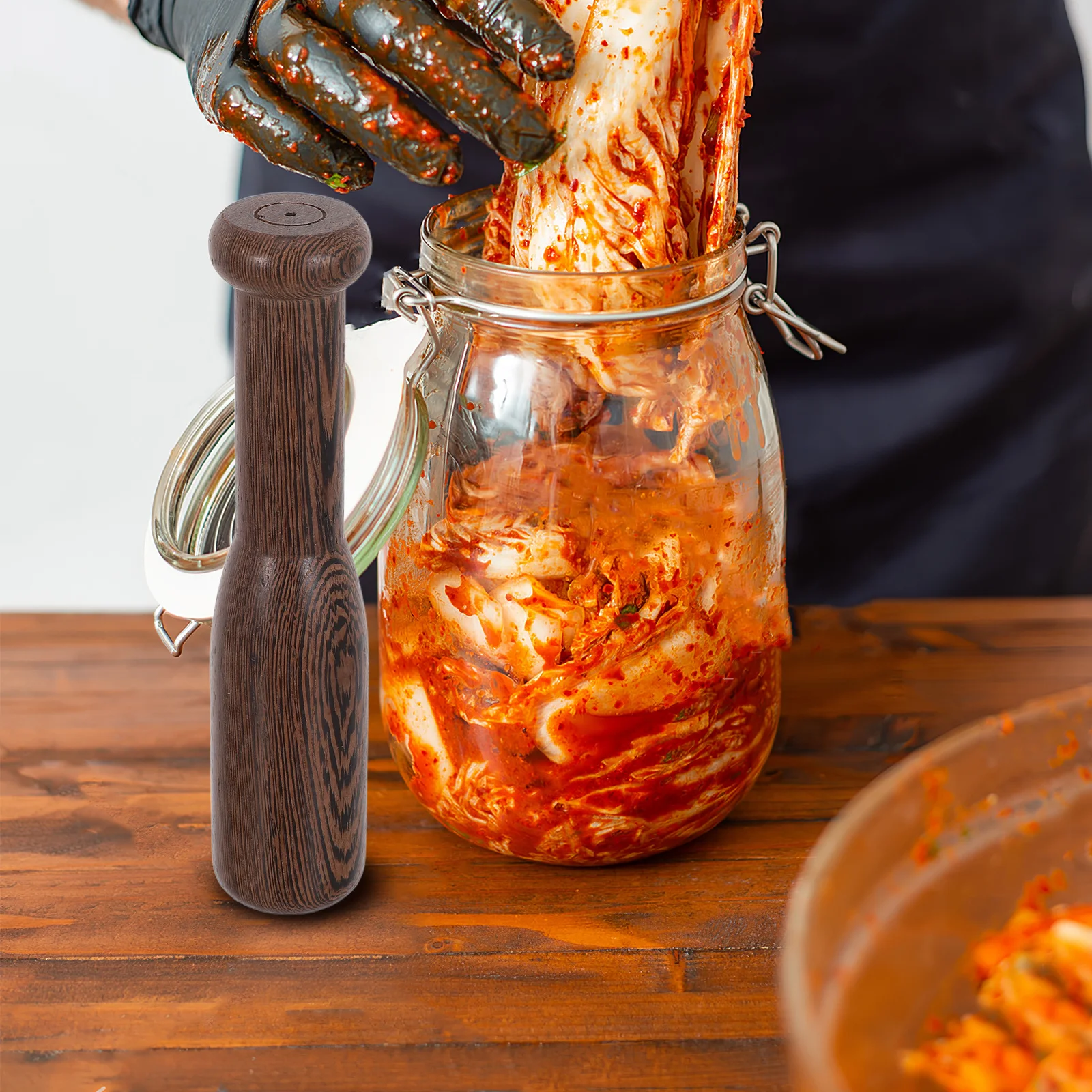 

Sauerkraut Pounder Fermentation Tamper Wooden Pickle Masher Multipurpose Vegetable Fermentation Tool Kitchen Food Pestle