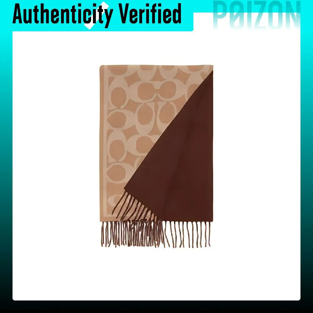 COACH Cashmere Knit Scarves Unisex Light Umber/Brown CB692-CAM
