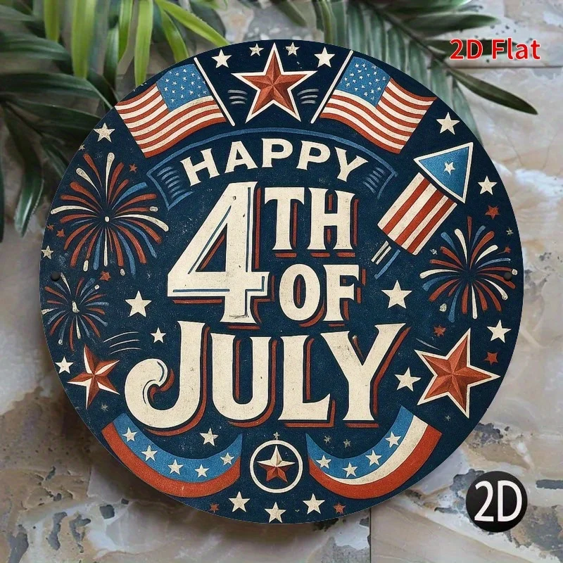 2D Retro Metal Sign, Flat Print, Patriotic Independence Day Decor, Outdoor Patio Garden Office Wall Art, Gift for Women