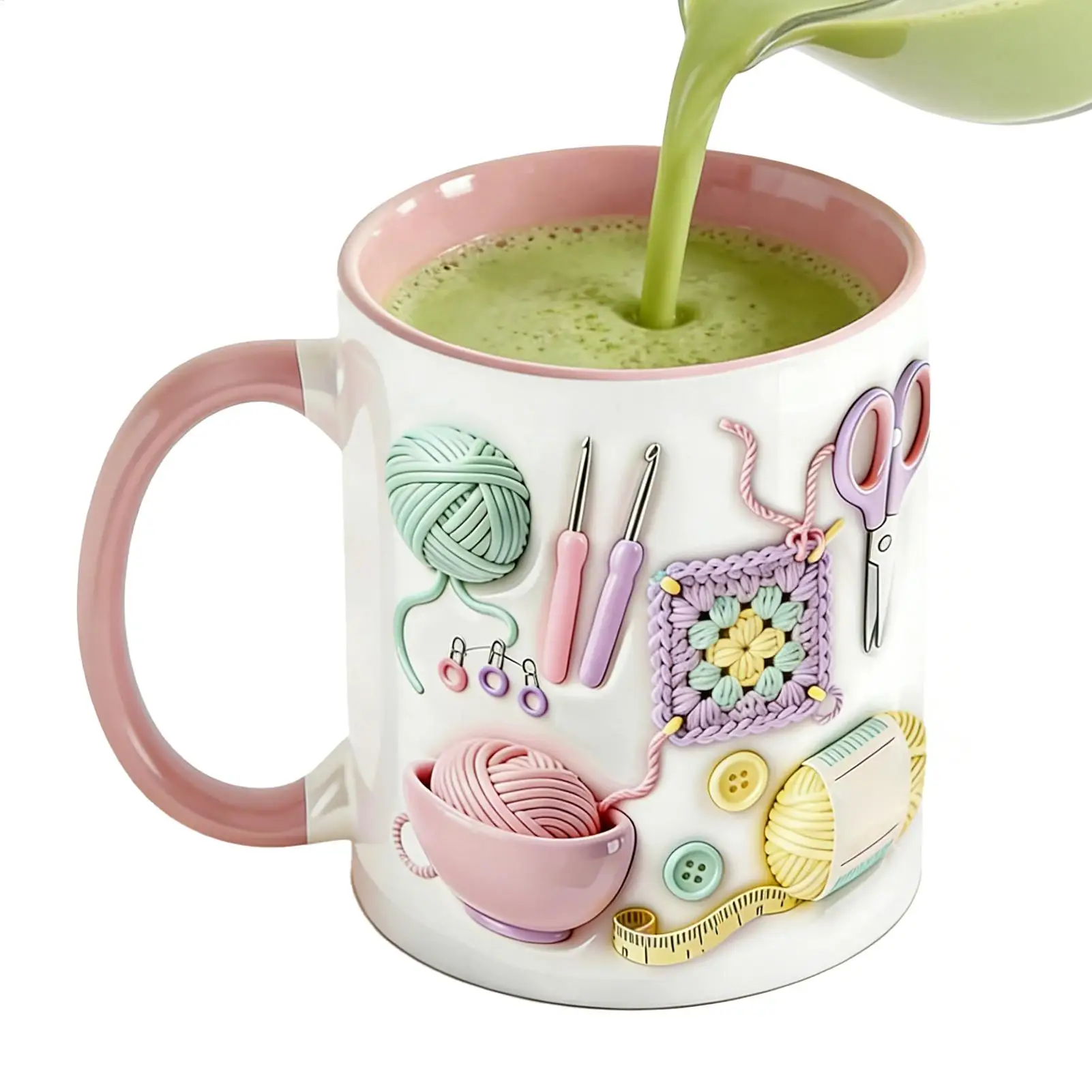 330ml Ceramic Crochet Desk Decor Funny Coffee Mug Novelty Coffee Mugs Drinking Cups Funny Coffee Cups Non Slip Grip Drinkware