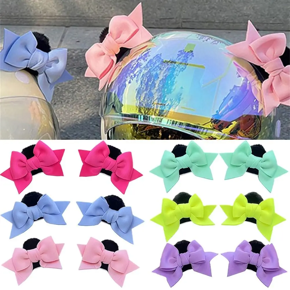 2Pcs Cute Butterfly Knot Moto Helmet Driving Styling Solid Color Helmet Decoration Ears Helmet Accessories for Riding Sking