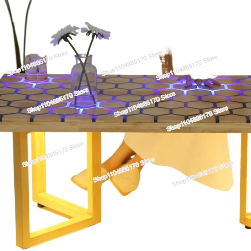 

Touch Lighting and Tempered Glass and Acrylic Coffee Table for Home Decoration