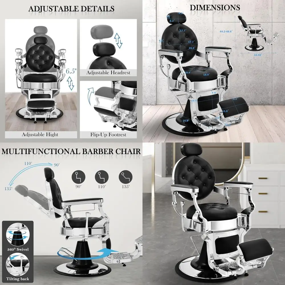 

Professional Barber Chair with Heavy-Duty Hydraulics and 360° Swivel for Salons & Tattoo Studios